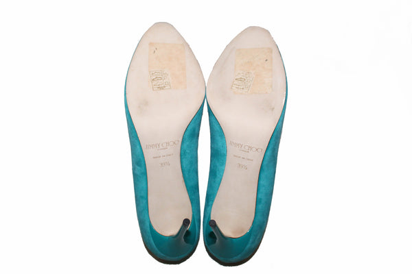 Jimmy Choo Malibu Suede Esme 38 Pumps Heel Size 39.5 | Italystation.com - Shop Now at italystation.com