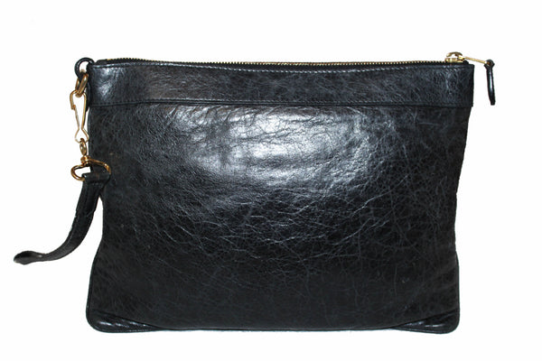 Balenciaga Black Giant 21 Gold Lambskin Leather Clutch | Italystation.com - Shop Now at italystation.com