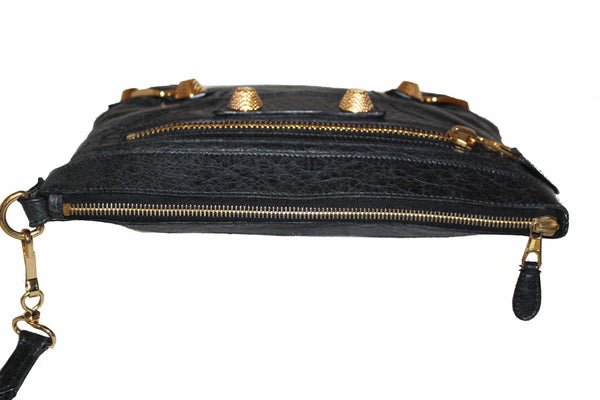 Balenciaga Black Giant 21 Gold Lambskin Leather Clutch | Italystation.com - Shop Now at italystation.com