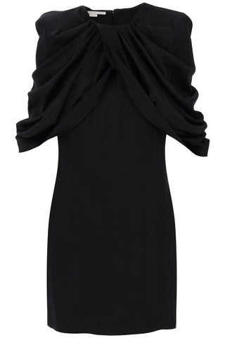 mini dress with petal sleeves 6A0362 3BU370 BLACK