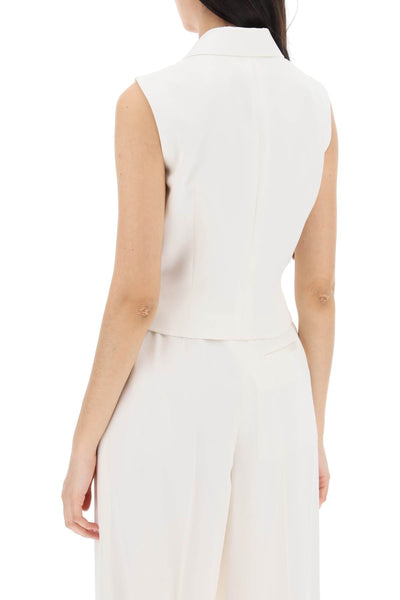 Alexander mcqueen cropped viscose twill vest for 790997 QEAFI IVORY