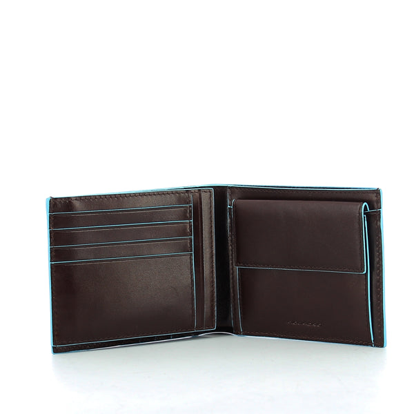 Piquadro - wallet with coin pouch blue square - pu1240b2 - mo | Italystation.com - Shop Now at italystation.com