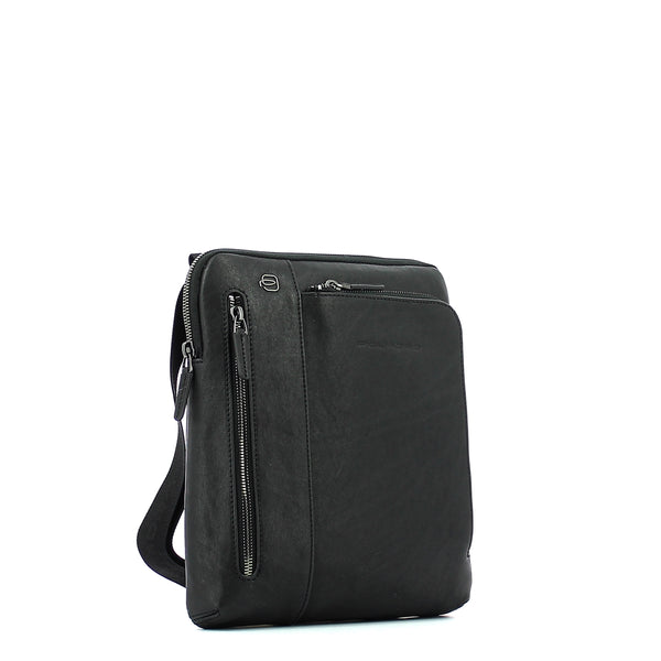 Piquadro - leather organised crossbody black square - ca1816b | Italystation.com - Shop Now at italystation.com