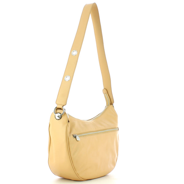 Borbonese - borsa luna bag medium in pelle beige op naturale | Italystation.com - Shop Now at italystation.com
