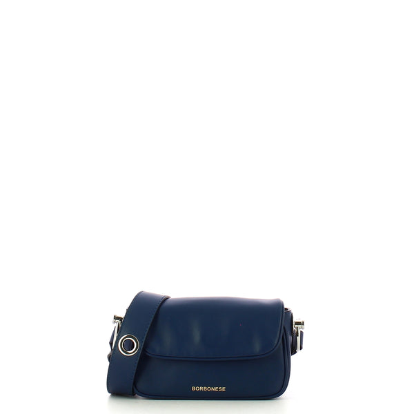 Borbonese - mini borsa a tracolla in pelle blu op naturale - | Italystation.com - Shop Now at italystation.com