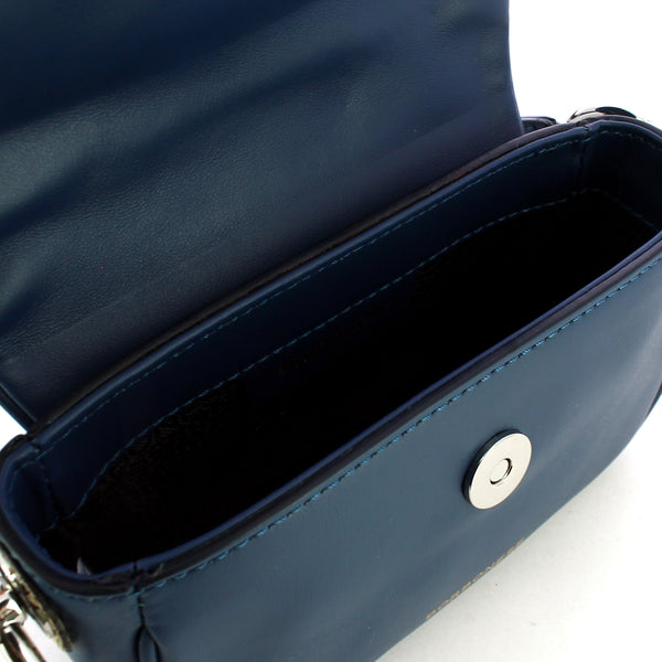 Borbonese - mini borsa a tracolla in pelle blu op naturale - | Italystation.com - Shop Now at italystation.com