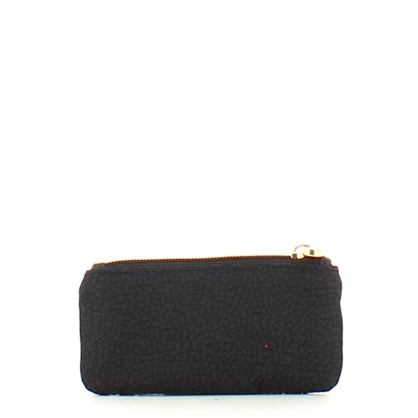 Borbonese - Bustina Portachiavi Rettangolare in Nylon Riciclato Dark Black - 930029I15 - DARK/BLACK