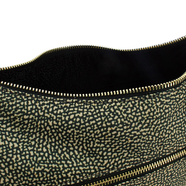 Borbonese - luna middle op natural black bag with pocket mad | Italystation.com - Shop Now at italystation.com