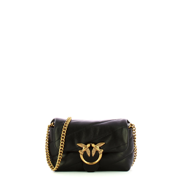 Pinko - mini borsa a tracolla love puff nero antique gold - 1000 | Italystation.com - Shop Now at italystation.com
