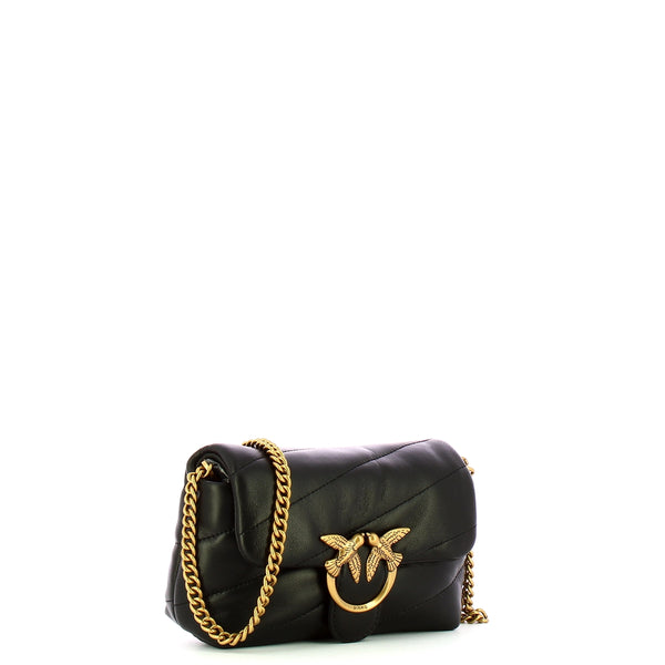 Pinko - mini borsa a tracolla love puff nero antique gold - 1000 | Italystation.com - Shop Now at italystation.com