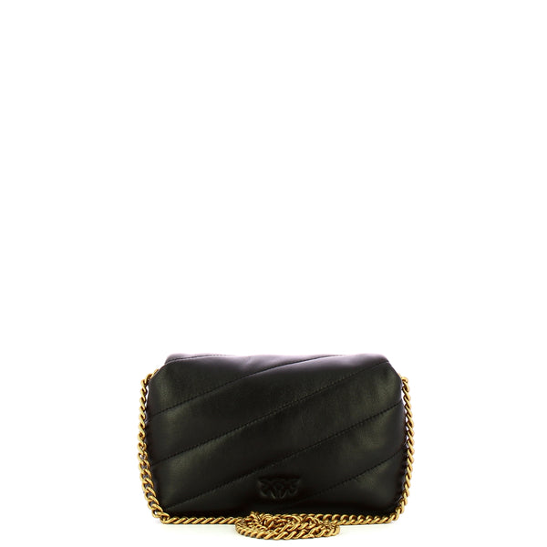 Pinko - mini borsa a tracolla love puff nero antique gold - 1000 | Italystation.com - Shop Now at italystation.com