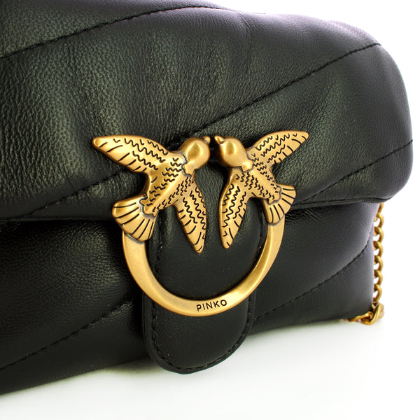 Pinko - mini borsa a tracolla love puff nero antique gold - 1000 | Italystation.com - Shop Now at italystation.com