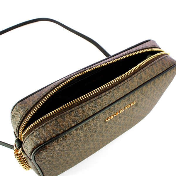Michael Kors Michael kors - jet set brown black logoed camera bag - 32 | Italystation.com - Shop Now at italystation.com