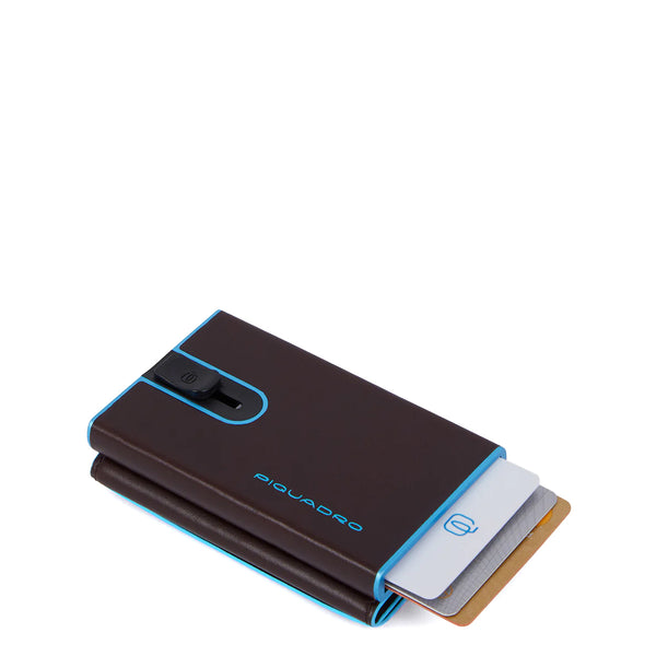 Piquadro - porta carte di credito con sliding system rfid blu | Italystation.com - Shop Now at italystation.com