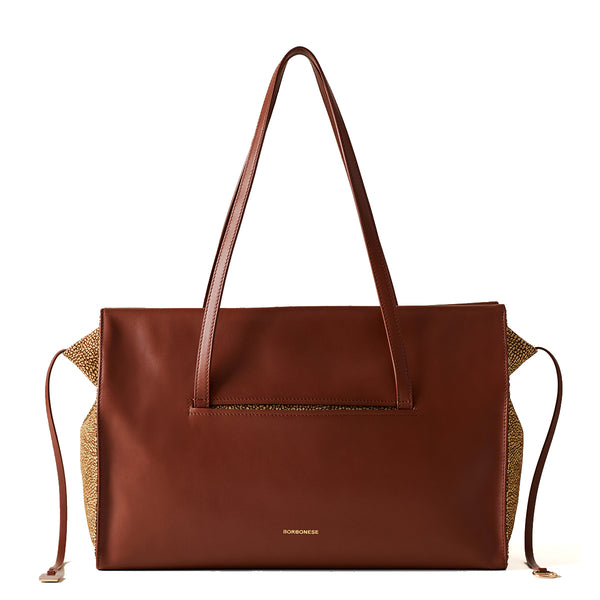 Borbonese - borsa a spalla livre large cuoio op naturale - 9 | Italystation.com - Shop Now at italystation.com