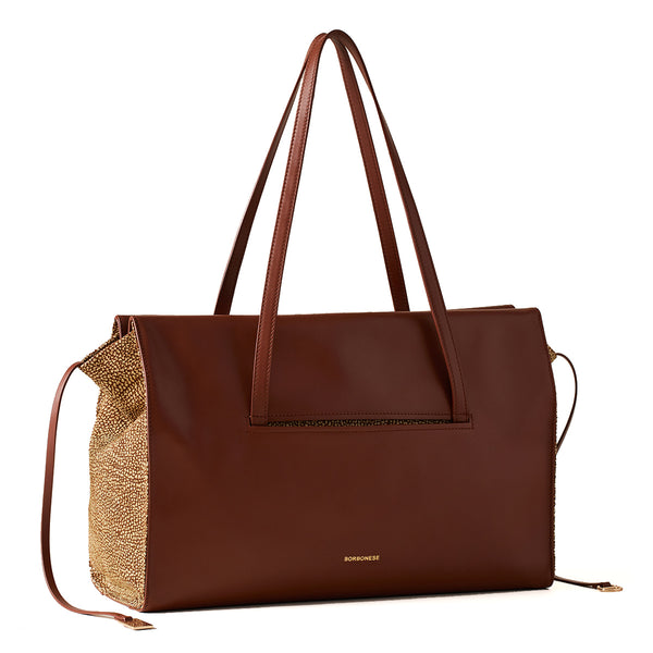 Borbonese - borsa a spalla livre large cuoio op naturale - 9 | Italystation.com - Shop Now at italystation.com