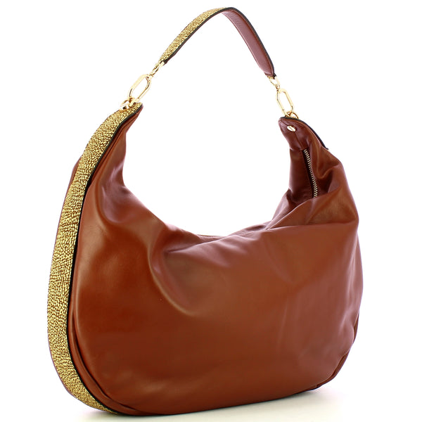 Borbonese - hobo bag oyster large cuoio op naturale - 923739 | Italystation.com - Shop Now at italystation.com