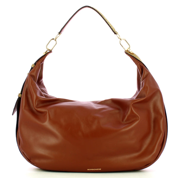 Borbonese - hobo bag oyster large cuoio op naturale - 923739 | Italystation.com - Shop Now at italystation.com