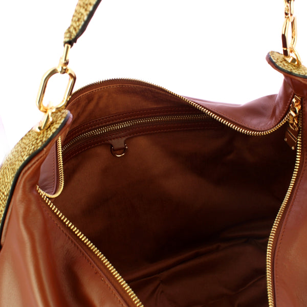Borbonese - hobo bag oyster large cuoio op naturale - 923739 | Italystation.com - Shop Now at italystation.com