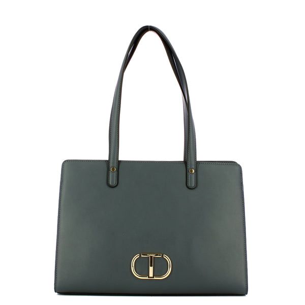 Twin Set - Borsa a spalla con Oval T Blue Grey 232TB7070 | Italystation.com Shop Now at italystation.com