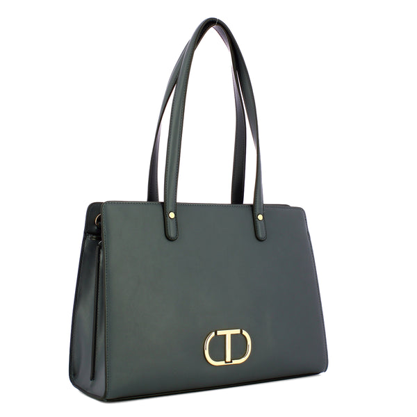 Twin Set - Borsa a spalla con Oval T Blue Grey 232TB7070 | Italystation.com Shop Now at italystation.com