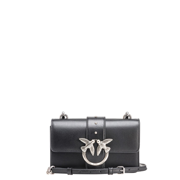 Pinko - mini borsa a tracolla love one nero old silver - 100059a | Italystation.com - Shop Now at italystation.com