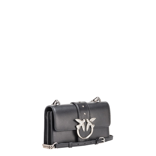 Pinko - mini borsa a tracolla love one nero old silver - 100059a | Italystation.com - Shop Now at italystation.com