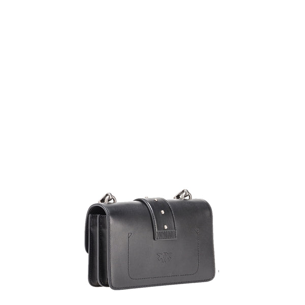 Pinko - mini borsa a tracolla love one nero old silver - 100059a | Italystation.com - Shop Now at italystation.com