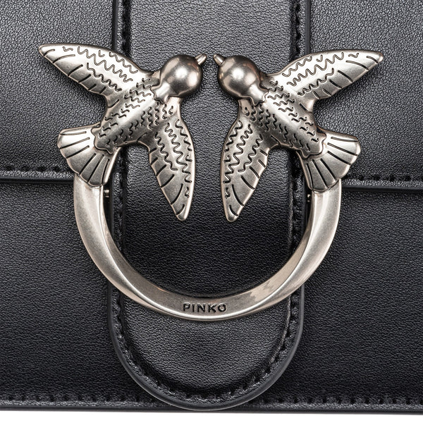 Pinko - mini borsa a tracolla love one nero old silver - 100059a | Italystation.com - Shop Now at italystation.com