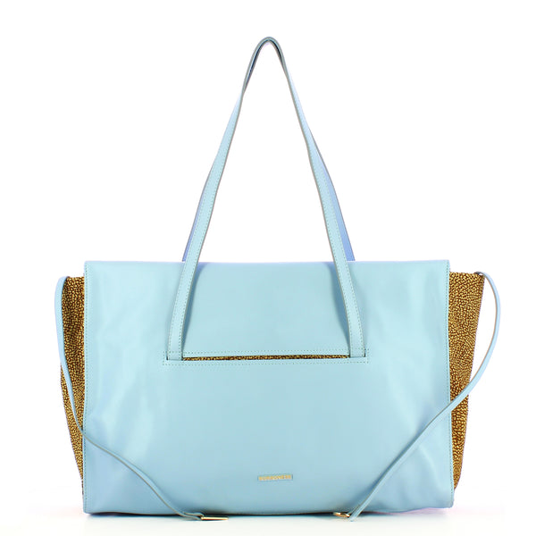 Borbonese - shopper livre large topazio op naturale - 923351 | Italystation.com - Shop Now at italystation.com