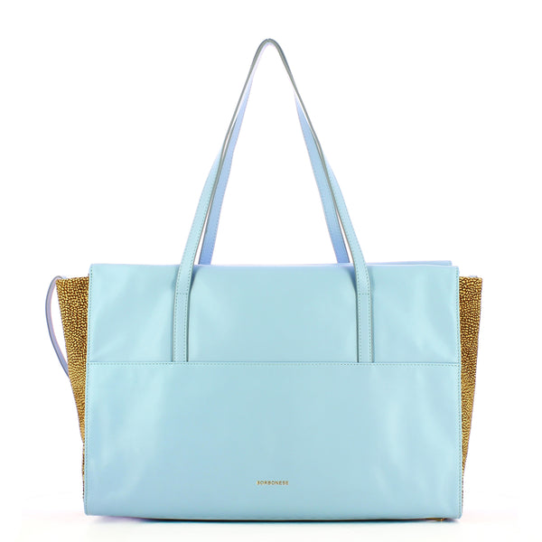 Borbonese - shopper livre large topazio op naturale - 923351 | Italystation.com - Shop Now at italystation.com