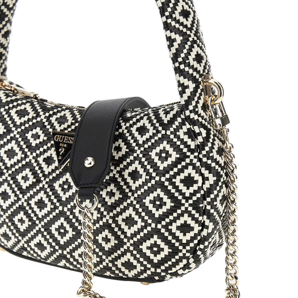 Guess - rianee black raffia shoulder bag - hwwr9228020 - black | Italystation.com - Shop Now at italystation.com