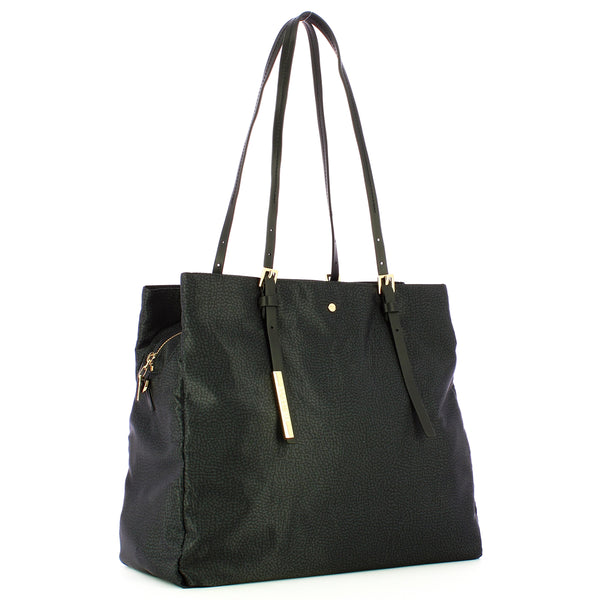 Borbonese - large dark black tote - 933778ah1 - dark/black | Italystation.com - Shop Now at italystation.com