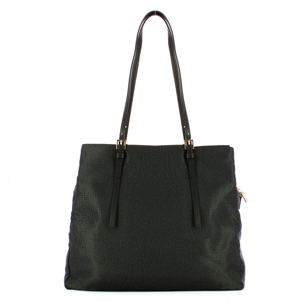 Borbonese - large dark black tote - 933778ah1 - dark/black | Italystation.com - Shop Now at italystation.com