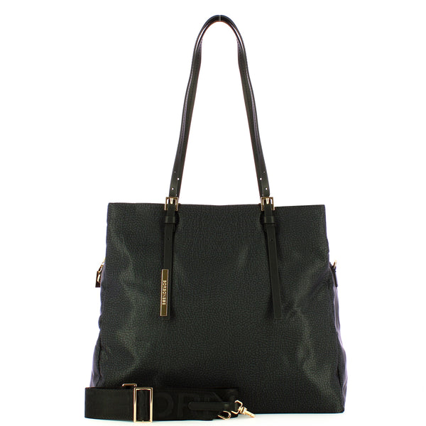 Borbonese - large dark black tote - 933778ah1 - dark/black | Italystation.com - Shop Now at italystation.com