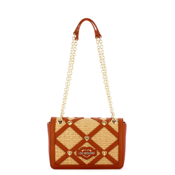 Love Moschino Love moschino - borsa a spalla in raffia naturale cuoio  | Italystation.com - Shop Now at italystation.com