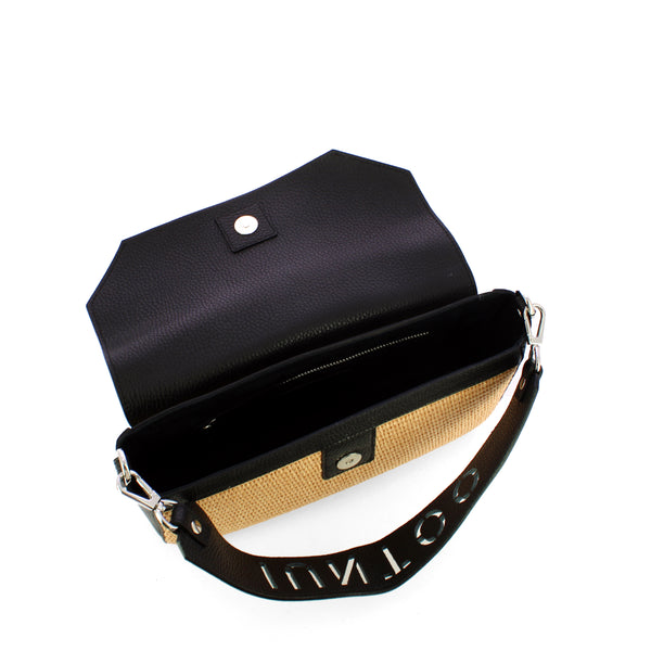 Iuntoo - essenziale rafia nero large shoulder bag - 106001 - ra | Italystation.com - Shop Now at italystation.com