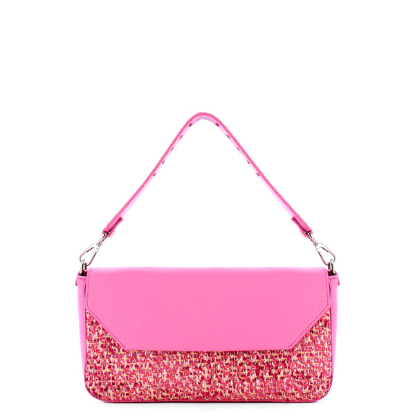 Iuntoo - essenziale tweed rosa large shoulder bag - 106001 - ro | Italystation.com - Shop Now at italystation.com