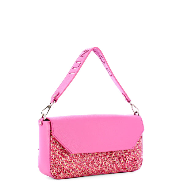 Iuntoo - essenziale tweed rosa large shoulder bag - 106001 - ro | Italystation.com - Shop Now at italystation.com