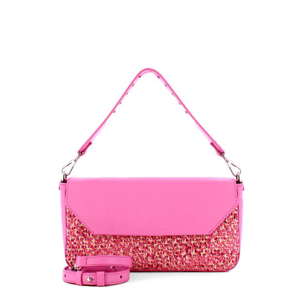 Iuntoo - essenziale tweed rosa large shoulder bag - 106001 - ro | Italystation.com - Shop Now at italystation.com