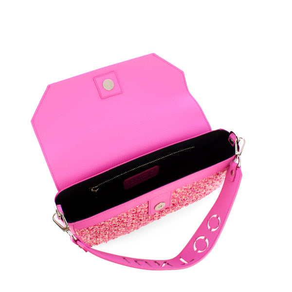 Iuntoo - essenziale tweed rosa large shoulder bag - 106001 - ro | Italystation.com - Shop Now at italystation.com