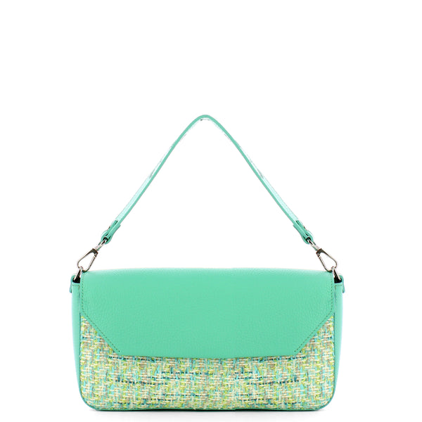 Iuntoo - essenziale tweed acquamarina large shoulder bag - 1060 | Italystation.com - Shop Now at italystation.com