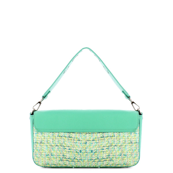 Iuntoo - essenziale tweed acquamarina large shoulder bag - 1060 | Italystation.com - Shop Now at italystation.com