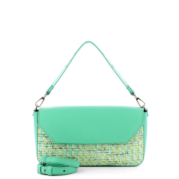 Iuntoo - essenziale tweed acquamarina large shoulder bag - 1060 | Italystation.com - Shop Now at italystation.com