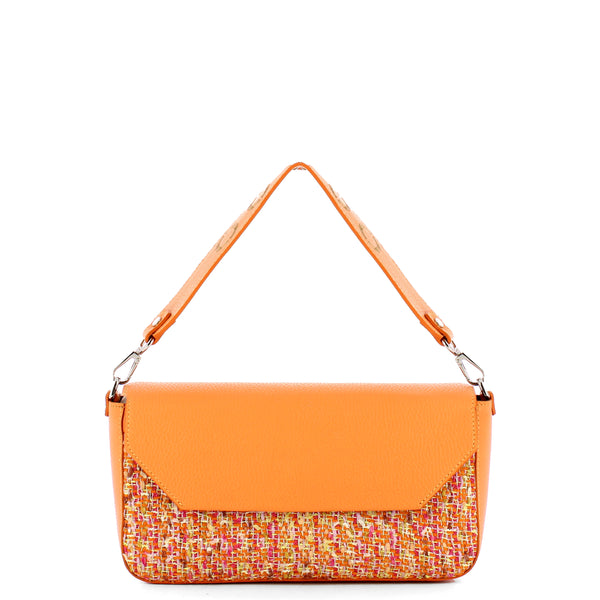 Iuntoo - essenziale tweed albicocca large shoulder bag - 106001 | Italystation.com - Shop Now at italystation.com