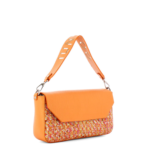 Iuntoo - essenziale tweed albicocca large shoulder bag - 106001 | Italystation.com - Shop Now at italystation.com