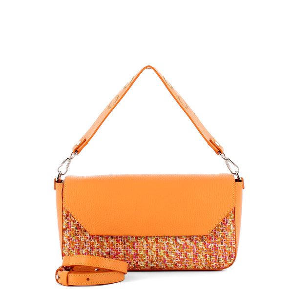 Iuntoo - essenziale tweed albicocca large shoulder bag - 106001 | Italystation.com - Shop Now at italystation.com