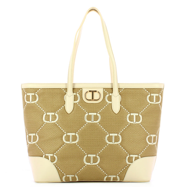 Twin Set Twin set - shopper palermo con ricamo oval t neve - 241tb7210 | Italystation.com - Shop Now at italystation.com