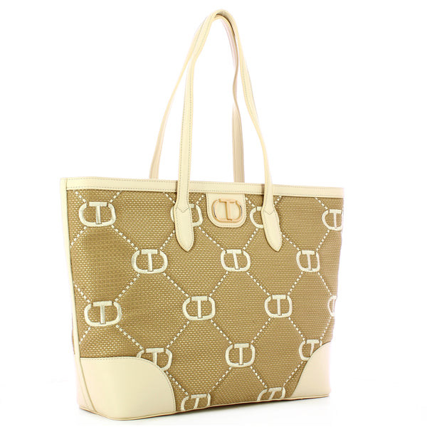 Twin Set Twin set - shopper palermo con ricamo oval t neve - 241tb7210 | Italystation.com - Shop Now at italystation.com