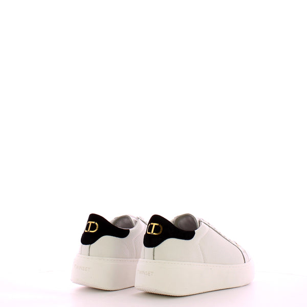 Twin Set - Sneakers con Dettaglio a Contrasto Bianco Ottico Nero - 241TCT094 - BIC.OTTICO/NERO